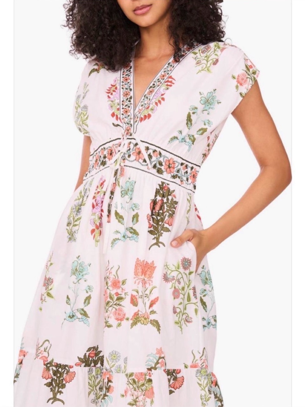 CeCe White Maxi Dress with Multicolor Floral Print